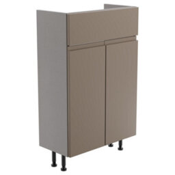 Westport Slim Slimline Matt Stone Grey Double Freestanding Bathroom Vanity Unit (H) 820mm (W) 495mm - thumbnail 1