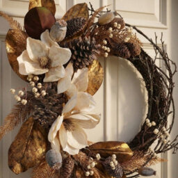 Garden Greatness Magnolia Pinecone Rustic Semi Door Wreath - thumbnail 2