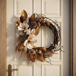 Garden Greatness Magnolia Pinecone Rustic Semi Door Wreath - thumbnail 1