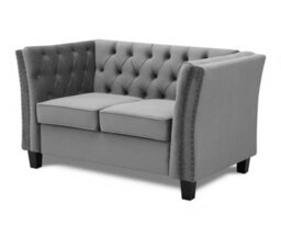 Home Detail Chelsea Velvet Fabric 2 Seater Sofa, Light Grey - thumbnail 3