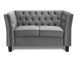 Home Detail Chelsea Velvet Fabric 2 Seater Sofa, Light Grey - thumbnail 2