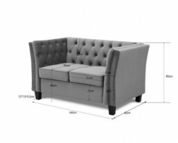 Home Detail Chelsea Velvet Fabric 2 Seater Sofa, Light Grey - thumbnail 6