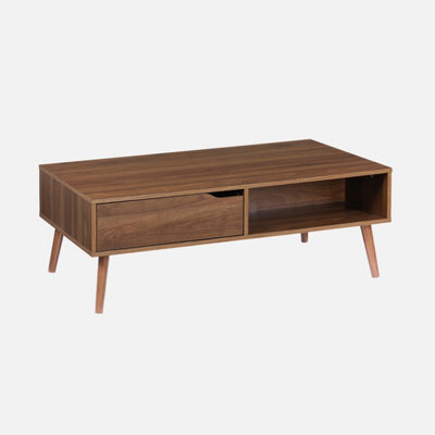 Sweeek - Vintage Coffee Table In Walnut Wood Nepal Walnut 110X59X39 Cm - image 1