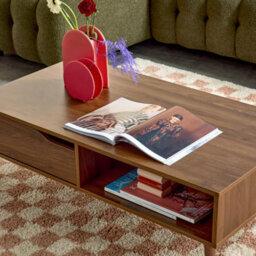 Sweeek - Vintage Coffee Table In Walnut Wood Nepal Walnut 110X59X39 Cm - thumbnail 4