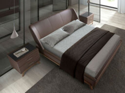 Angel Cerda Elegant Leatherette Bedside Table With Black Glass Top - Modern Walnut Design - thumbnail 5