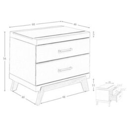 Angel Cerda Elegant Leatherette Bedside Table With Black Glass Top - Modern Walnut Design - thumbnail 7