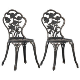 Berkfield Bistro Chairs 2 Pcs Bronze Cast Aluminium - thumbnail 1