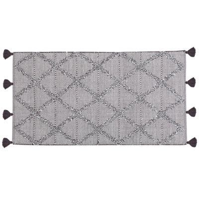 Beliani Oriental Geometric Tassel Rug Brown 80 X 150 Cm, 100% Cotton - image 1