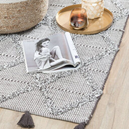 Beliani Oriental Geometric Tassel Rug Brown 80 X 150 Cm, 100% Cotton - thumbnail 2