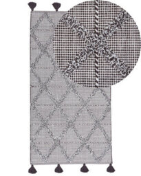 Beliani Oriental Geometric Tassel Rug Brown 80 X 150 Cm, 100% Cotton - thumbnail 3