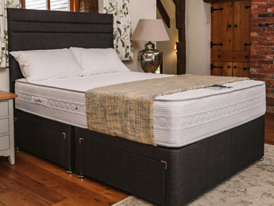Divan Base Direct Sophia Briar-Rose Elara 1000 Pocket Sprung Natural Latex Divan Bed Set 2Ft6 Small Single 2 Drawers Side - Naples Slate - image 1