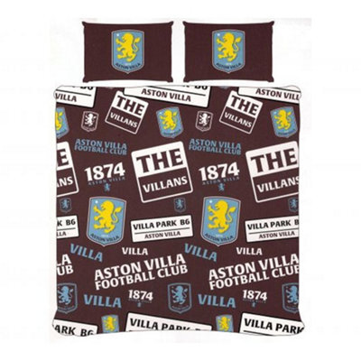 Aston Villa Fc Patch Duvet Cover Set Claret Red/sky Blue/yellow (One Size)
