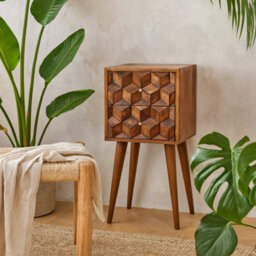 Wyld Haus Olbia Mini Chestnut Mango Wood 2-Drawer Bedside Table - thumbnail 1
