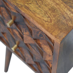 Wyld Haus Olbia Mini Chestnut Mango Wood 2-Drawer Bedside Table - thumbnail 5