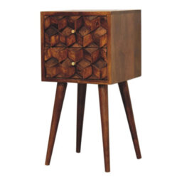 Wyld Haus Olbia Mini Chestnut Mango Wood 2-Drawer Bedside Table - thumbnail 4