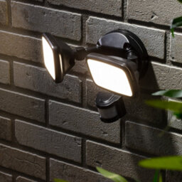 Litecraft Alma Black 2 Lamp Outdoor Wall Light With Pir Sensor