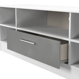 Trent Wide Open Tv Unit In Dusk Grey & White Matt (Ready Assembled) - thumbnail 5