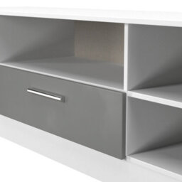 Trent Wide Open Tv Unit In Dusk Grey & White Matt (Ready Assembled) - thumbnail 4