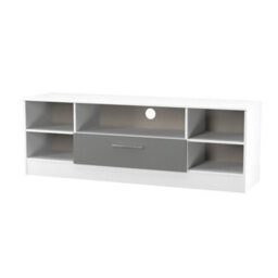 Trent Wide Open Tv Unit In Dusk Grey & White Matt (Ready Assembled) - thumbnail 3