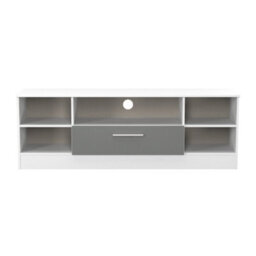 Trent Wide Open Tv Unit In Dusk Grey & White Matt (Ready Assembled) - thumbnail 1