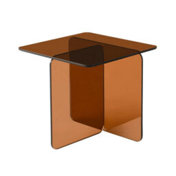 Sweeek - Square Coffee Table Tempered Glass Amber 50X50X46 Cm - Glintz - thumbnail 2