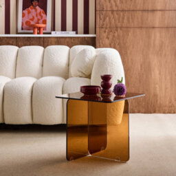 Sweeek - Square Coffee Table Tempered Glass Amber 50X50X46 Cm - Glintz - thumbnail 3