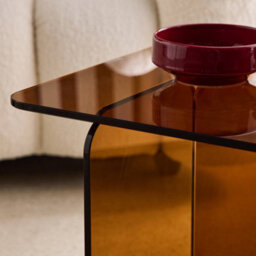 Sweeek - Square Coffee Table Tempered Glass Amber 50X50X46 Cm - Glintz - thumbnail 6