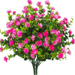 4 Pack Artificial Flower 4 - Piece Bouquet Of Eucalyptus Plants, Greenery, Uv - Resistant Fake Eucalyptus Flowers (Lotus Red) - thumbnail 1