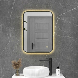Royal Bathrooms Luton 500 X 700mm Black Backlit Framed Led Illuminated Rectangular Bathroom Mirror With Touch Sensor & Anti-Fog
