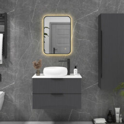 Royal Bathrooms Luton 500 X 700mm Black Backlit Framed Led Illuminated Rectangular Bathroom Mirror With Touch Sensor & Anti-Fog - thumbnail 4