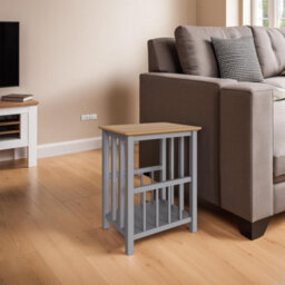 Fwstyle Oak Grey Magazine Rack Ready Assembled - thumbnail 1