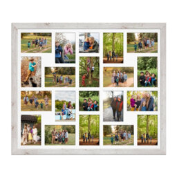 AK Frames 80X70Cm White Rustic Modern Multi Photo Frame With White Mount - Holds 20 Apertures (18X) 6X4, (2X) 4X4 Photos - thumbnail 1
