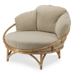 Desser Snug Natural Cuddle Chair Rattan With Boucle Latte Cushion - thumbnail 1
