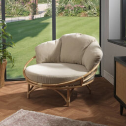 Desser Snug Natural Cuddle Chair Rattan With Boucle Latte Cushion - thumbnail 4