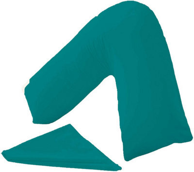 Homes & Linen V-Shaped Pillow Extra Cushioning Support For Head, Neck & Back (Teal, V-Pillow With Cover)