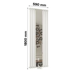 Ximax Fortuna Mirror Form1859W White Vertical 2387Btu Radiator, (W)590mm X (H)1800mm - thumbnail 5
