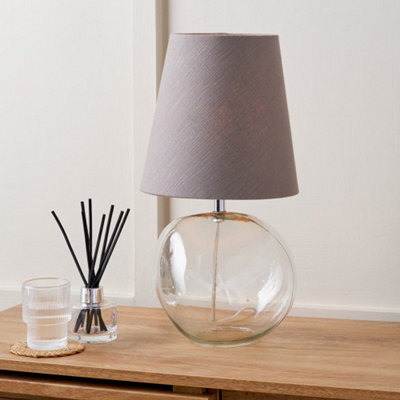 Pacific Lifestyle Neutral Clear Glass Table Lamp With Grey Shade - image 1