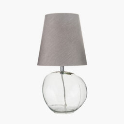 Pacific Lifestyle Neutral Clear Glass Table Lamp With Grey Shade - thumbnail 2