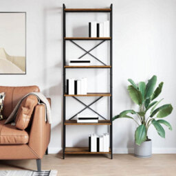 Berkfield Bookcase Smoked Oak 60 X 30 X 188 Cm Engineered Wood - thumbnail 4