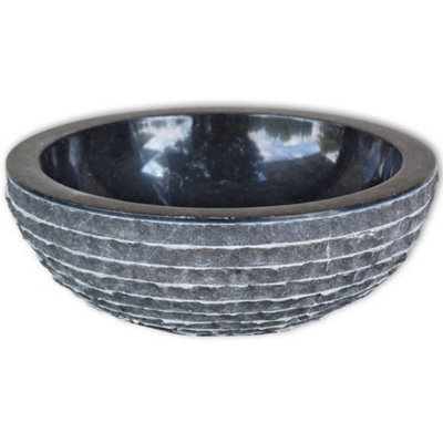 Berkfield Elegant Basin Marble 40 Cm Black - image 1