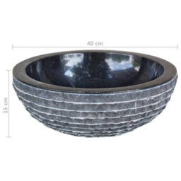 Berkfield Elegant Basin Marble 40 Cm Black - thumbnail 5