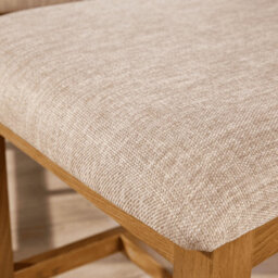 Home Source Copenhagen Pair Of Assembled High Slatted Back Dining Chairs Beige Wool Seat Solid Oak Legs - thumbnail 5