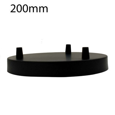 3 Outlet Black Ceiling Rose Light Fitting 200mm Metal Round Canopy Kit With Cord Grips For Pendant Lights And Chandeliers - image 1