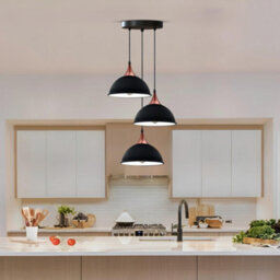 3 Outlet Black Ceiling Rose Light Fitting 200mm Metal Round Canopy Kit With Cord Grips For Pendant Lights And Chandeliers - thumbnail 3