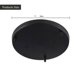 3 Outlet Black Ceiling Rose Light Fitting 200mm Metal Round Canopy Kit With Cord Grips For Pendant Lights And Chandeliers - thumbnail 2