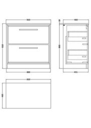Hudson Reed Lille Floor Standing Two Drawer Contemporary Vanity Unit With Marble Worktop In Bleached Oak, 810 X 460mm - thumbnail 3