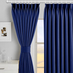 Ameha Plain Blackout Curtain Thick Thermal Insulated Pencil Pleat Navy Kitchen Curtains 46'' X 54'' Pair With 2X Tie Backs - thumbnail 2