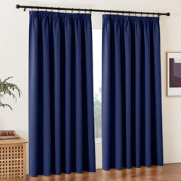 Ameha Plain Blackout Curtain Thick Thermal Insulated Pencil Pleat Navy Kitchen Curtains 46'' X 54'' Pair With 2X Tie Backs - thumbnail 6