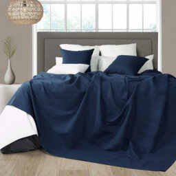Classic Rib Cotton Throw, Sofa Bed Throw - 150 X 200 Cm Fits Most 2 Seater Sofas Settee Arm Chair & Single Bed, Navy Blue - thumbnail 2