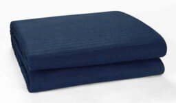 Classic Rib Cotton Throw, Sofa Bed Throw - 150 X 200 Cm Fits Most 2 Seater Sofas Settee Arm Chair & Single Bed, Navy Blue